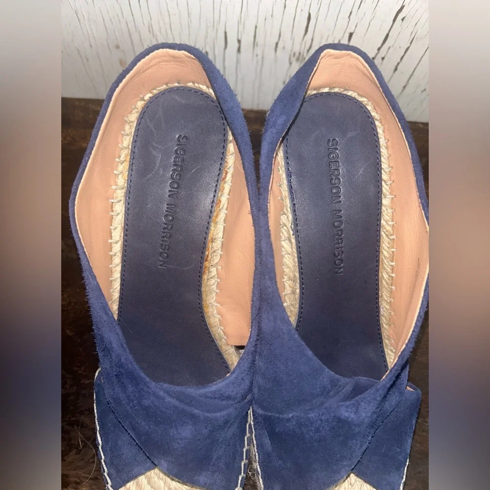 💙💙Sigerson Morrison Aitfa Dark Blue Suede Espadrille‎ Wedges💙💙